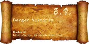 Berger Viktória névjegykártya